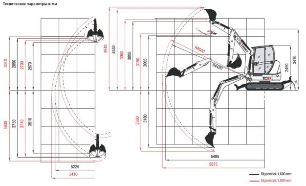 Габариты TEREX TC 35 Габариты TEREX TC 35