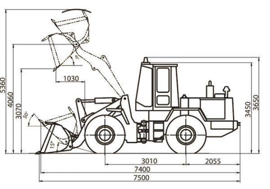 Габариты Амкодор 342В (ТО-28А) Габариты Амкодор 342В (ТО-28А)